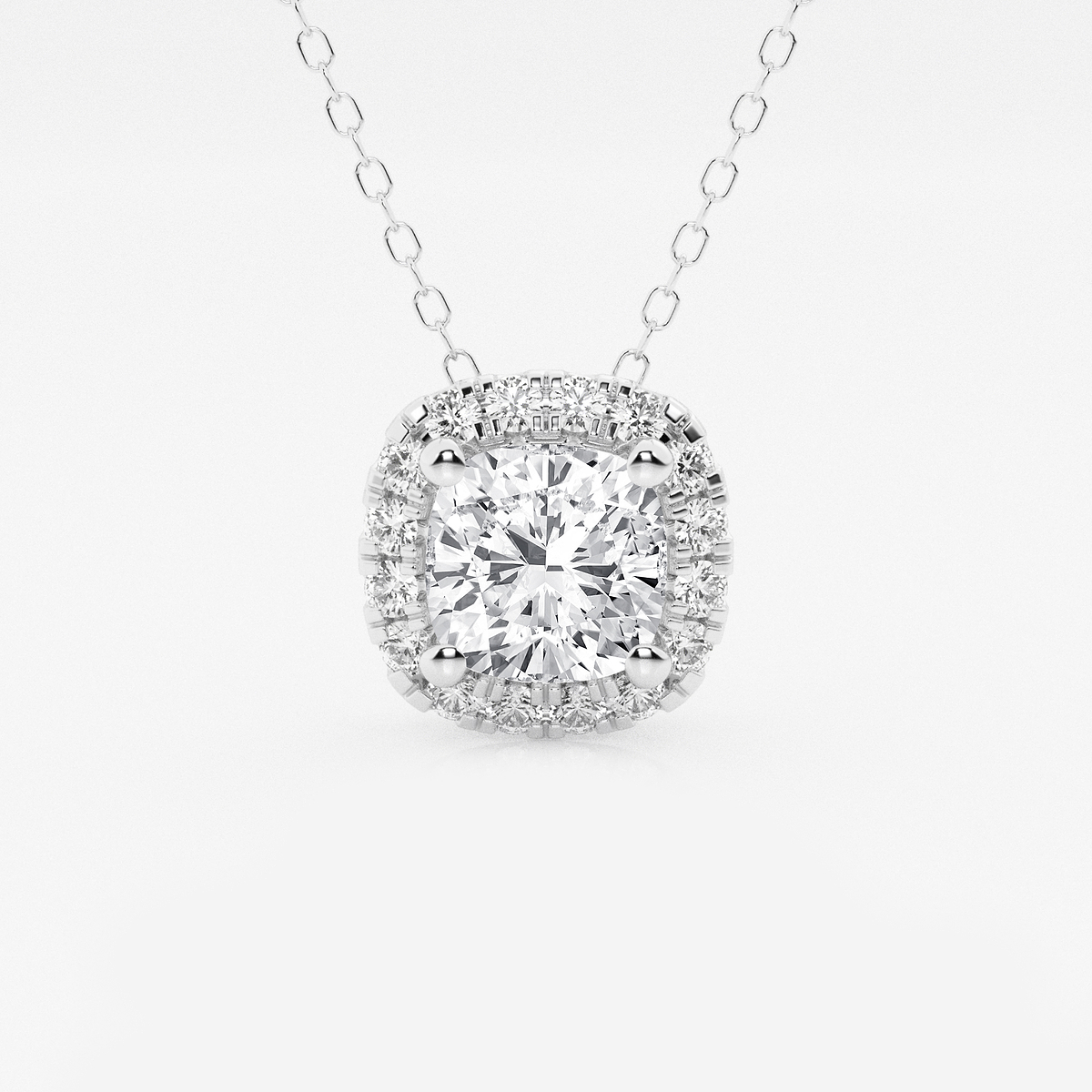 1 3/4 ctw Cushion Lab Grown Diamond Halo Pendant with Adjustable Chain