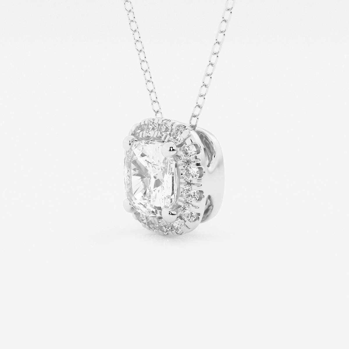 Additional Image 1 for  1 3/4 ctw Cushion Lab Grown Diamond Halo Pendant with Adjustable Chain