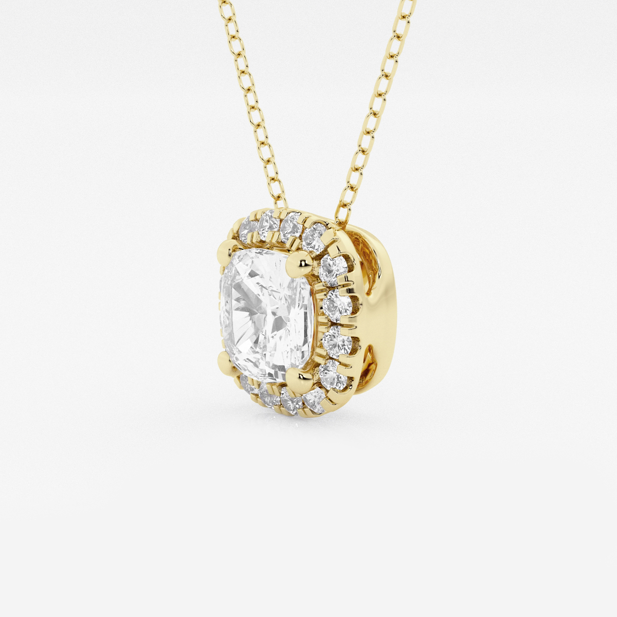 Additional Image 1 for  1 3/4 ctw Cushion Lab Grown Diamond Halo Pendant with Adjustable Chain