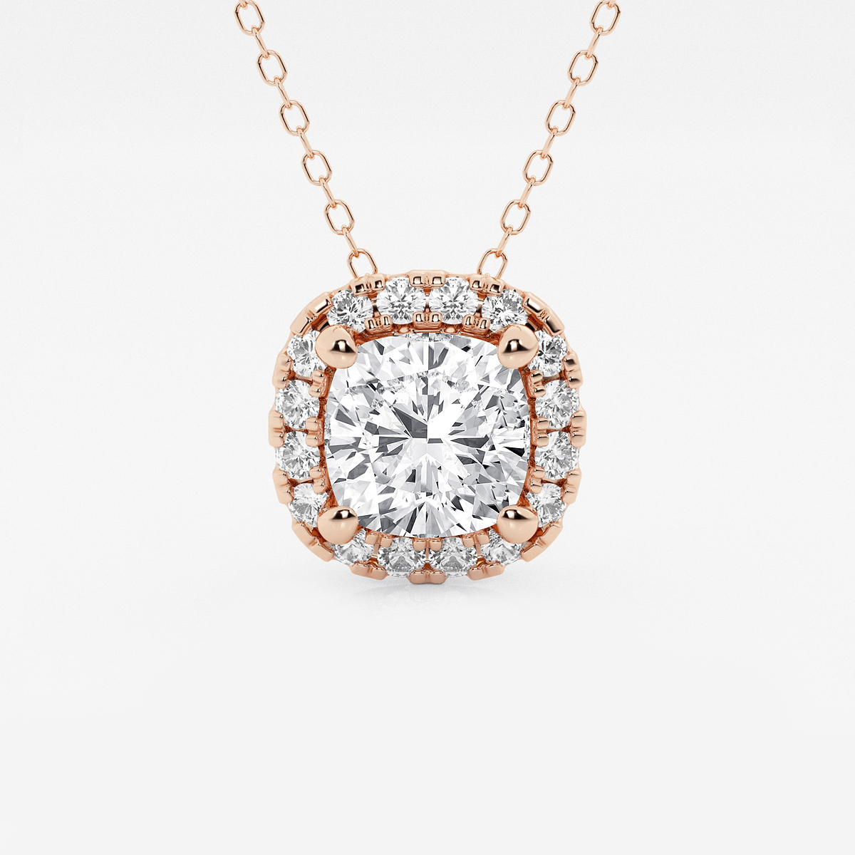 2 1/3 ctw Cushion Lab Grown Diamond Halo Pendant with Adjustable Chain