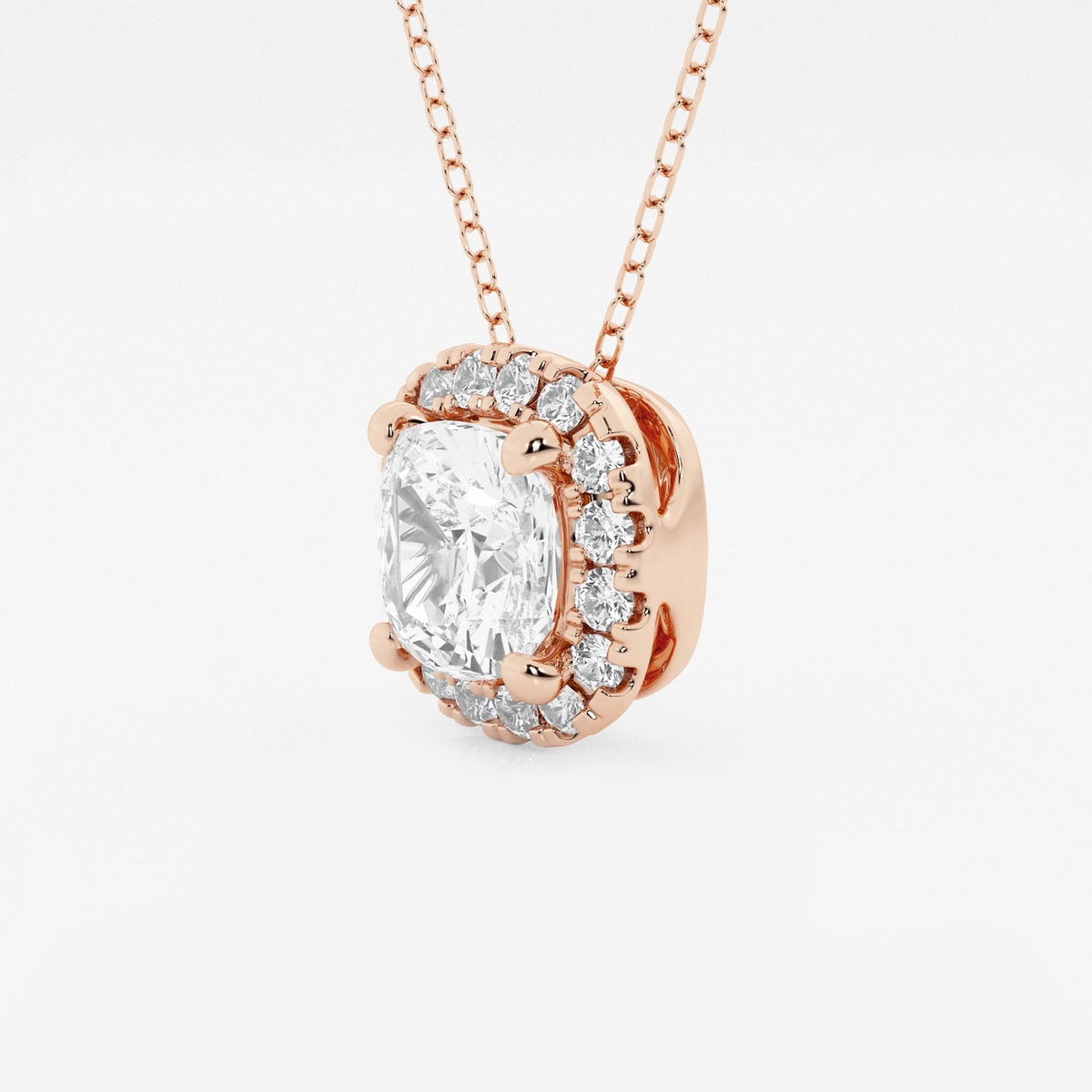 Additional Image 1 for  2 1/3 ctw Cushion Lab Grown Diamond Halo Pendant with Adjustable Chain