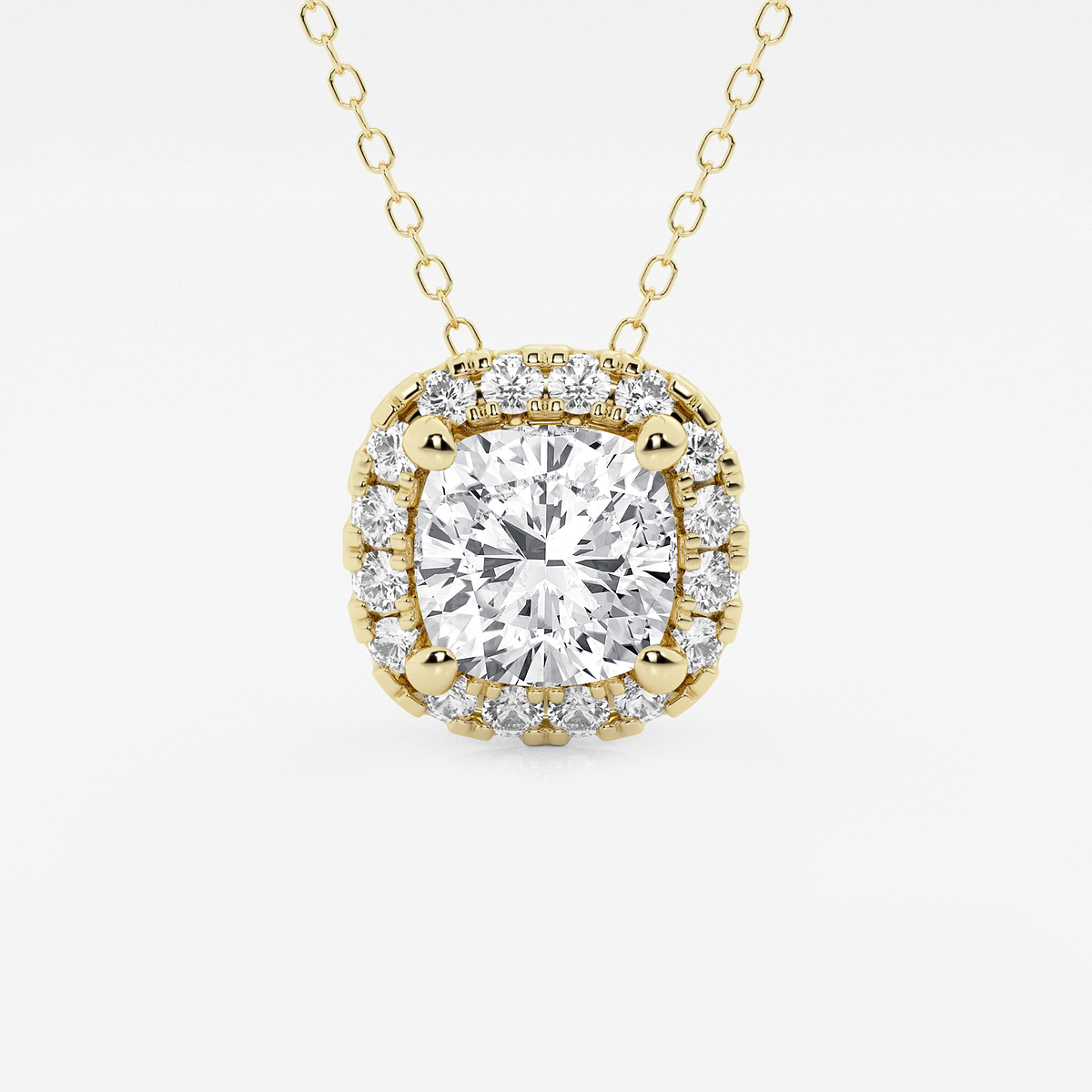2 1/3 ctw Cushion Lab Grown Diamond Halo Pendant with Adjustable Chain