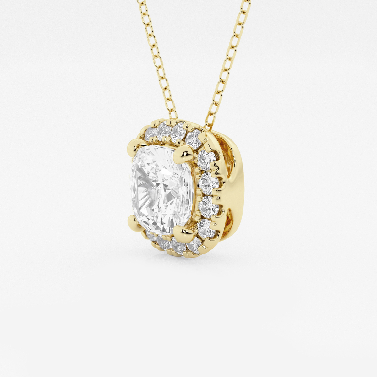 Additional Image 1 for  2 1/3 ctw Cushion Lab Grown Diamond Halo Pendant with Adjustable Chain