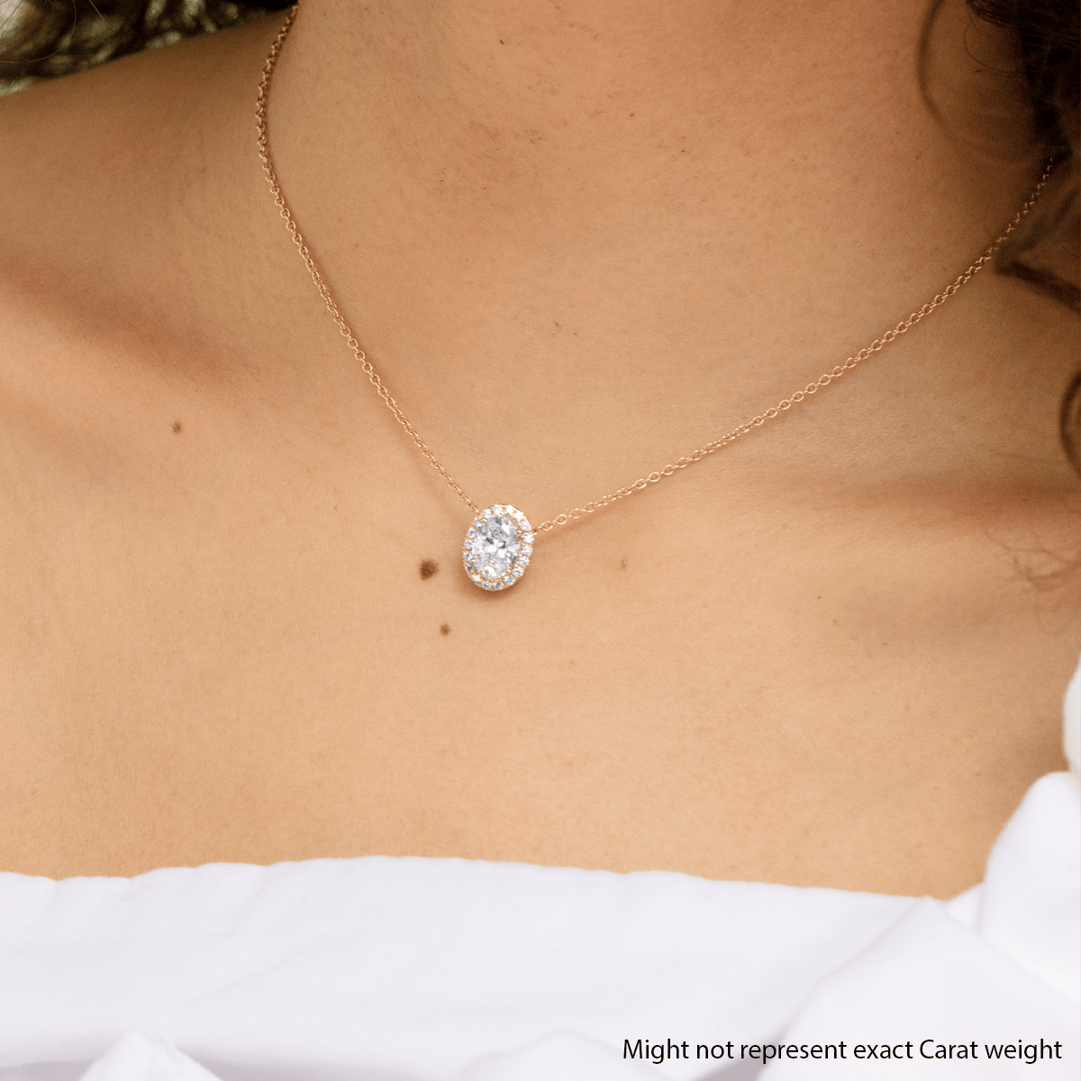 Additional Image 2 for  5/8 ctw Oval Lab Grown Diamond Halo Pendant with Adjustable Chain