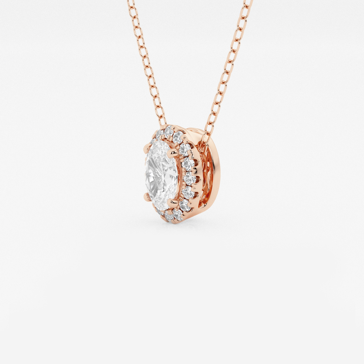 Additional Image 1 for  5/8 ctw Oval Lab Grown Diamond Halo Pendant with Adjustable Chain