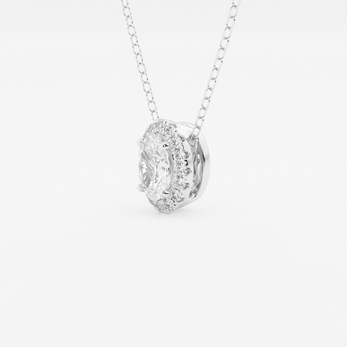 Additional Image 1 for  5/8 ctw Oval Lab Grown Diamond Halo Pendant with Adjustable Chain
