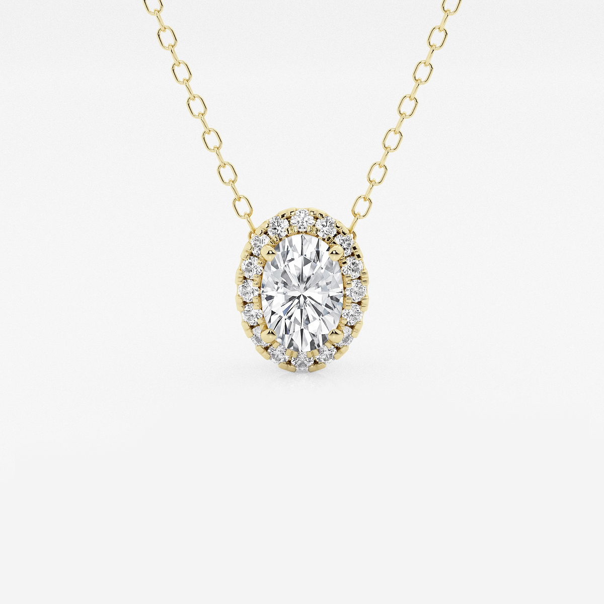 5/8 ctw Oval Lab Grown Diamond Halo Pendant with Adjustable Chain