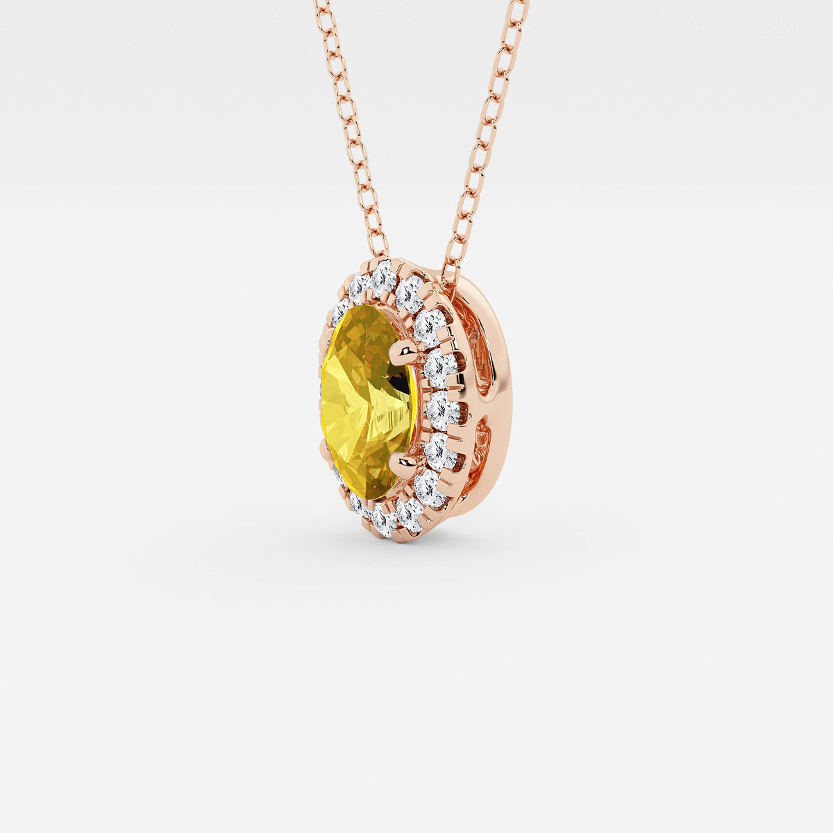 Additional Image 1 for  7.9x5.53 mm Oval Created Citrine and 1/5 ctw Round Lab Grown Diamond Halo Pendant with Adjustable Chain