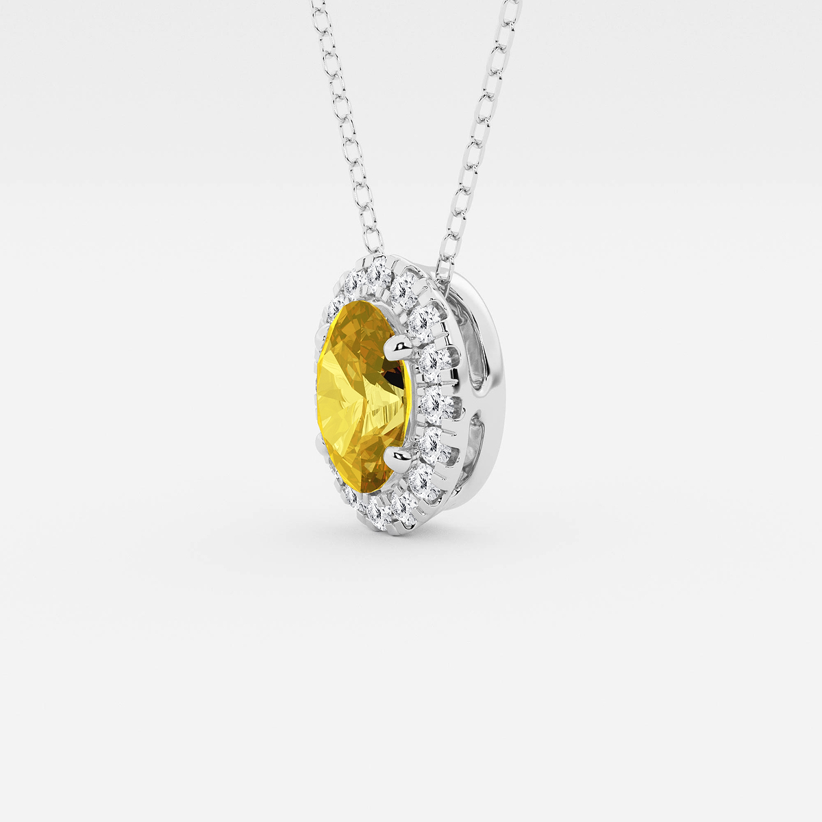 Additional Image 1 for  7.9x5.53 mm Oval Created Citrine and 1/5 ctw Round Lab Grown Diamond Halo Pendant with Adjustable Chain