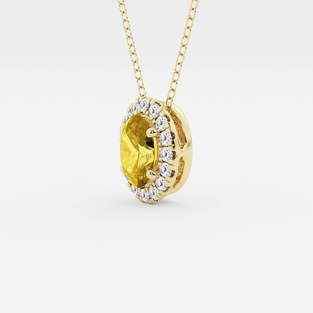 Additional Image 1 for  7.9x5.53 mm Oval Created Citrine and 1/5 ctw Round Lab Grown Diamond Halo Pendant with Adjustable Chain