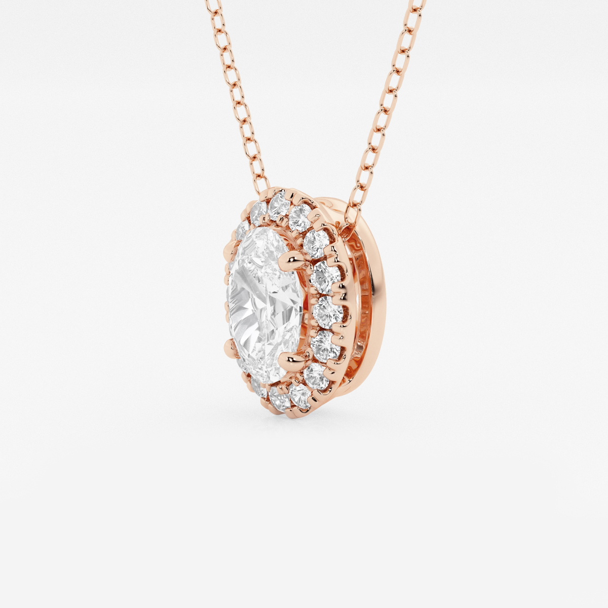 Additional Image 1 for  1 1/5 ctw Oval Lab Grown Diamond Halo Pendant with Adjustable Chain