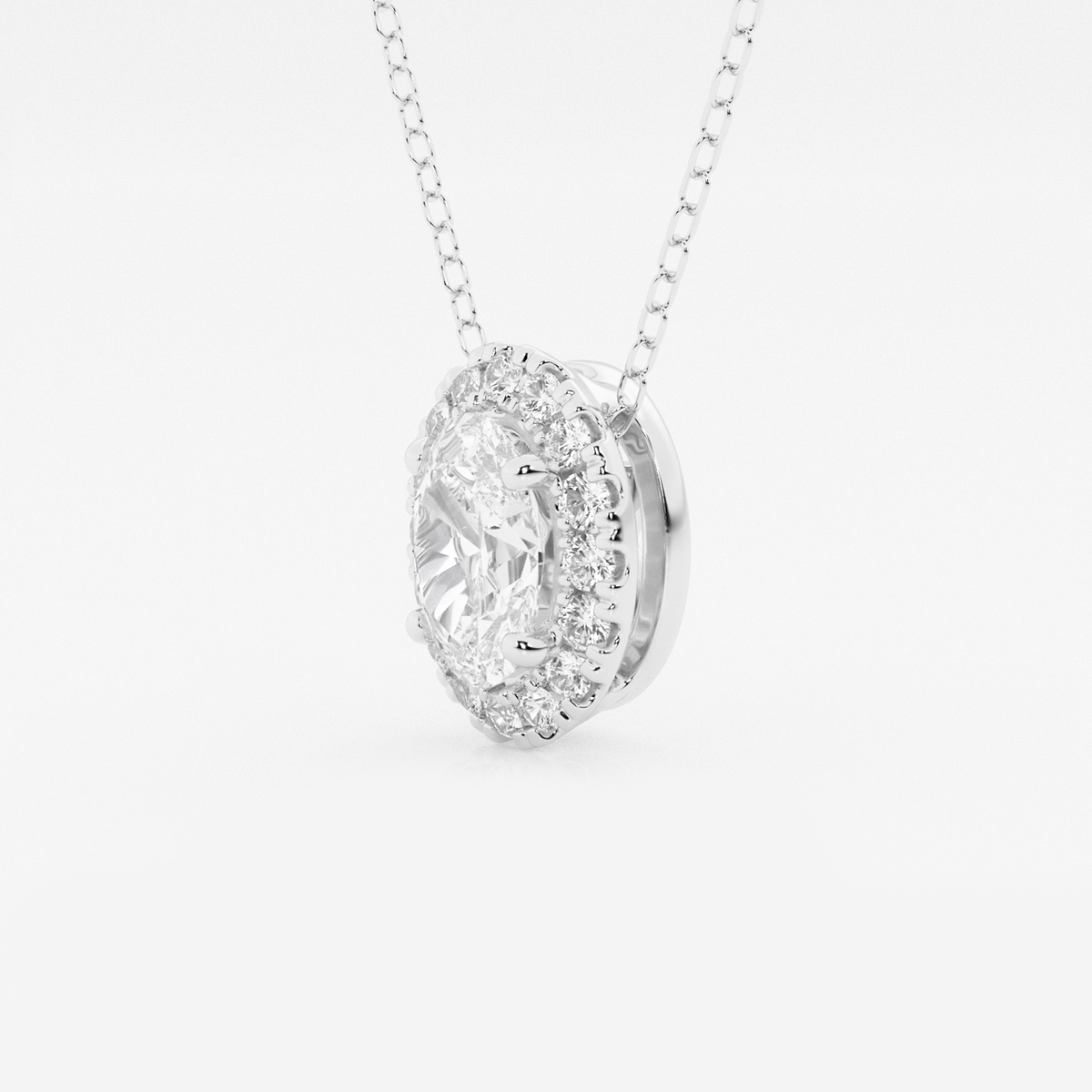 Additional Image 1 for  1 1/5 ctw Oval Lab Grown Diamond Halo Pendant with Adjustable Chain