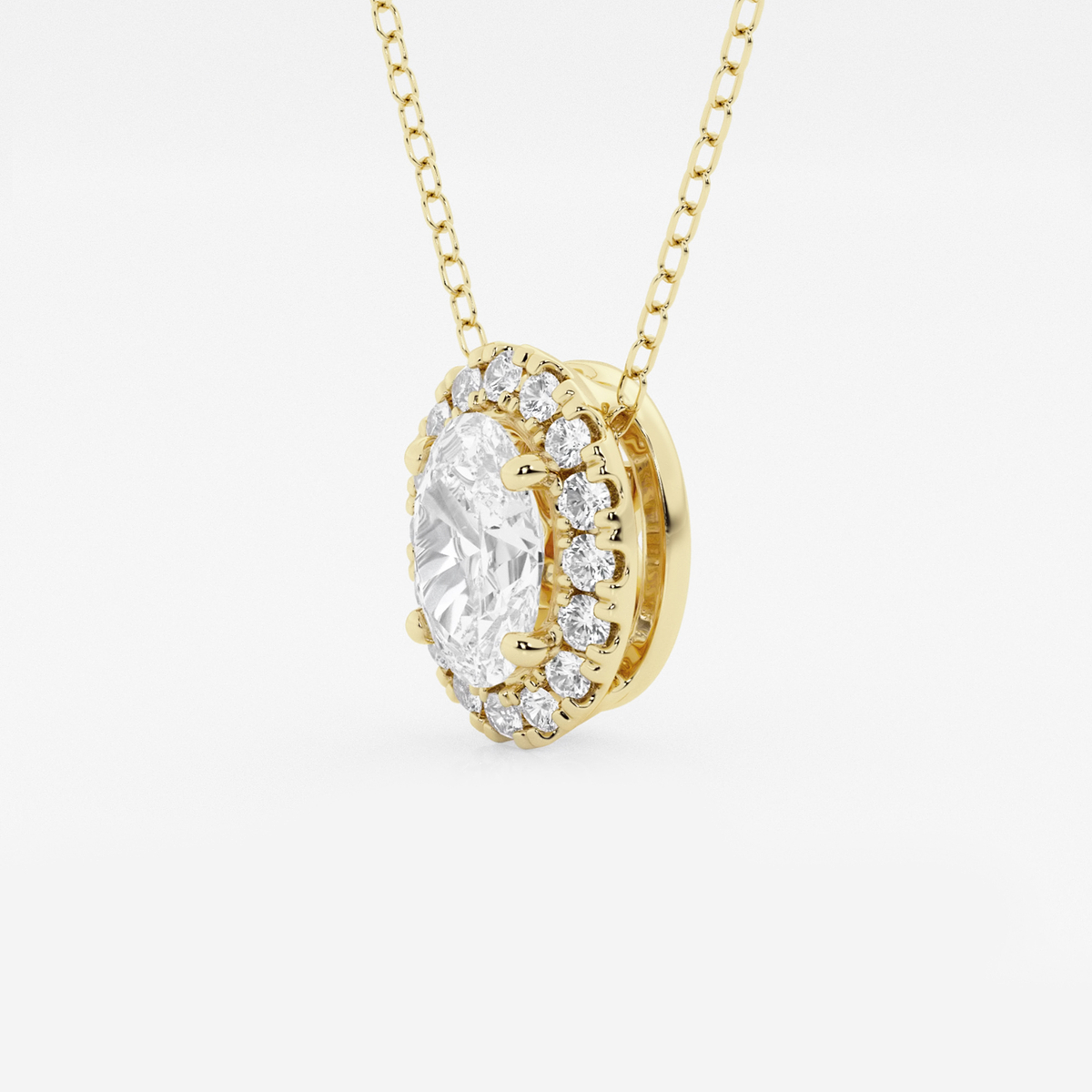 Additional Image 1 for  1 1/5 ctw Oval Lab Grown Diamond Halo Pendant with Adjustable Chain