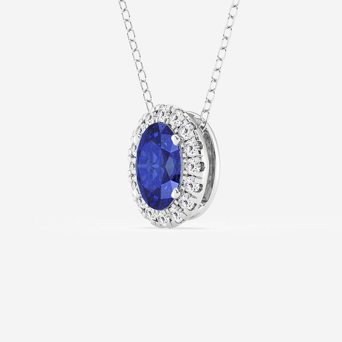 Sapphire Oval Halo Pendant