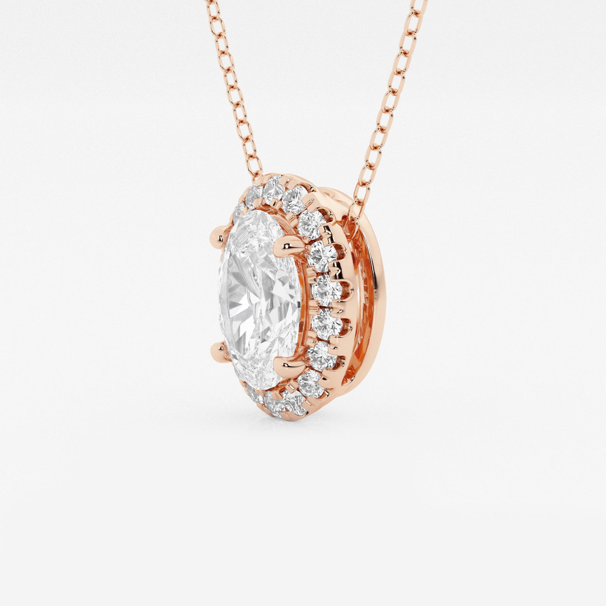 Additional Image 1 for  1 3/4 ctw Oval Lab Grown Diamond Halo Pendant with Adjustable Chain