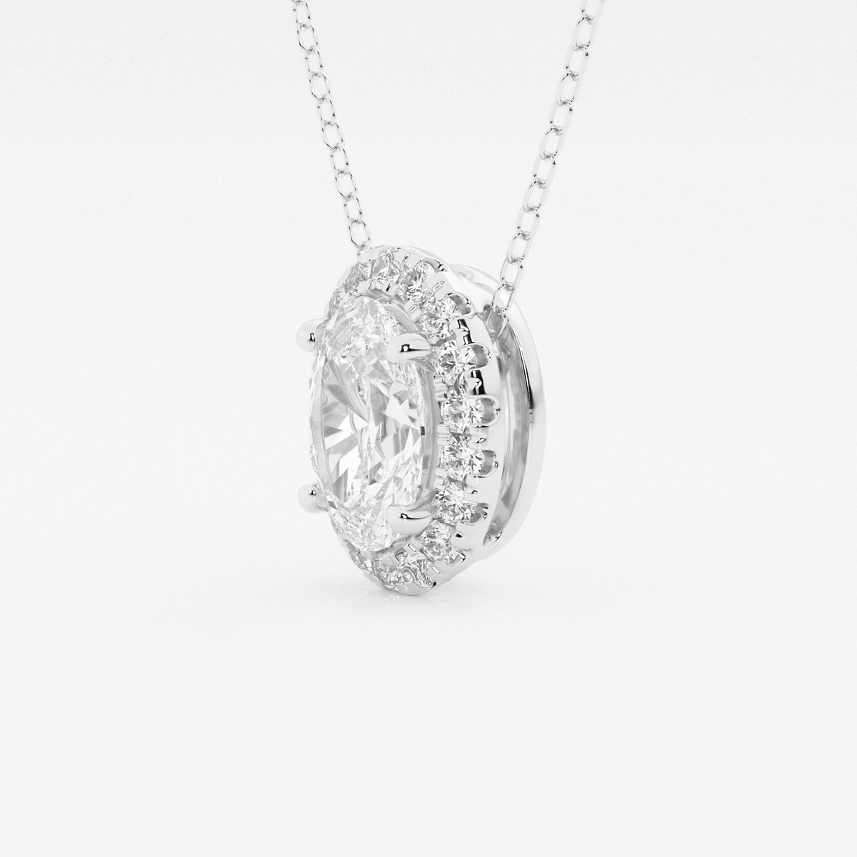 Additional Image 1 for  1 3/4 ctw Oval Lab Grown Diamond Halo Pendant with Adjustable Chain