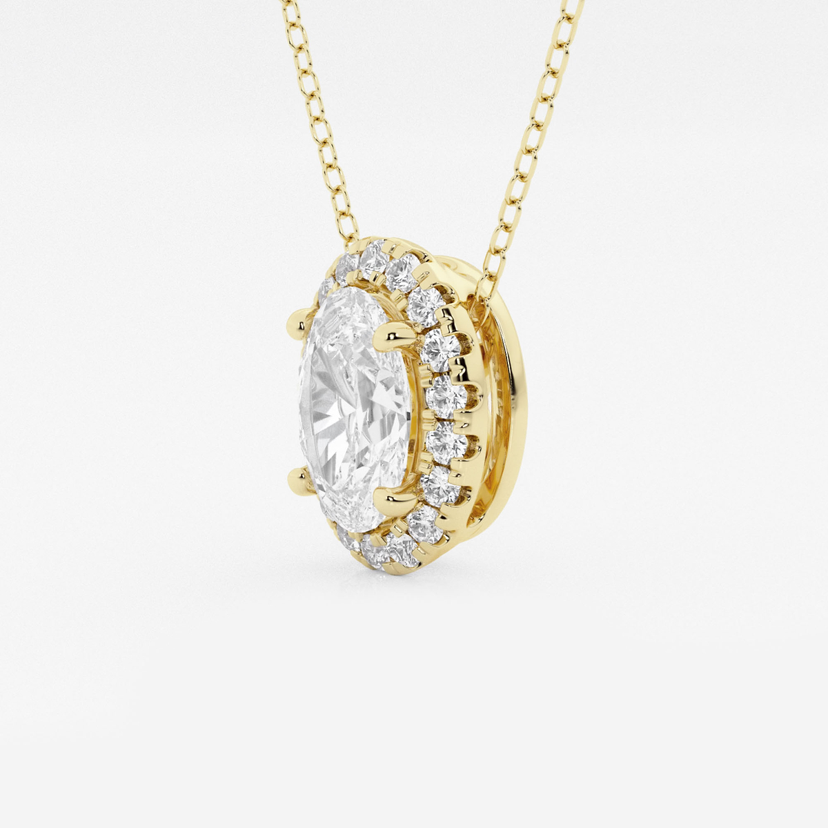 Additional Image 1 for  1 3/4 ctw Oval Lab Grown Diamond Halo Pendant with Adjustable Chain