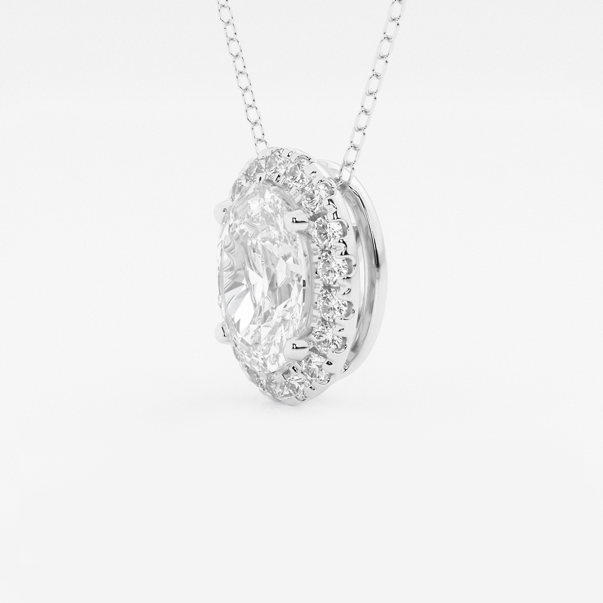 Additional Image 1 for  2 1/3 ctw Oval Lab Grown Diamond Halo Pendant with Adjustable Chain