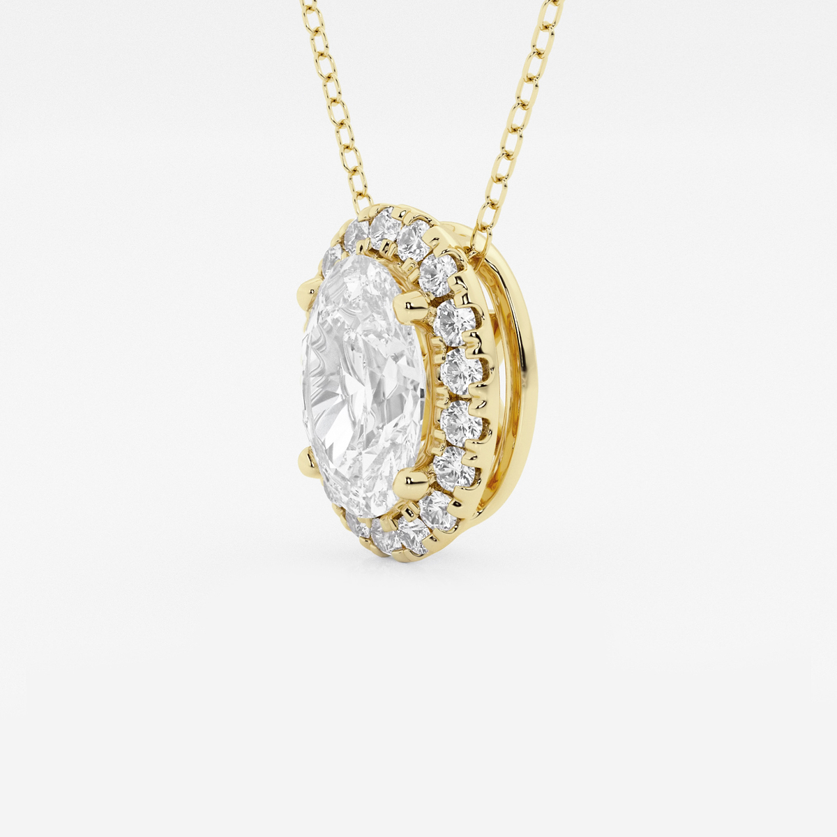 Additional Image 1 for  2 1/3 ctw Oval Lab Grown Diamond Halo Pendant with Adjustable Chain