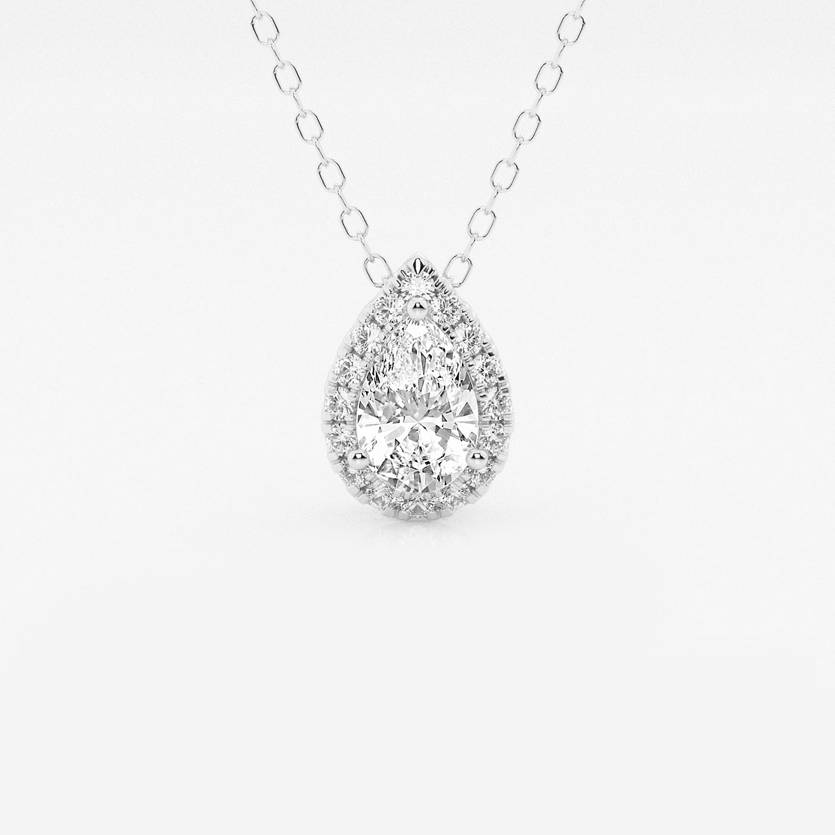 5/8 ctw Pear Lab Grown Diamond Halo Pendant with Adjustable Chain