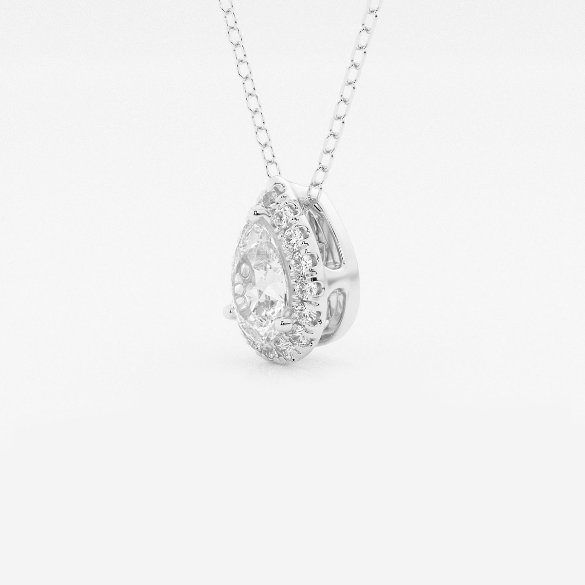 Additional Image 1 for  5/8 ctw Pear Lab Grown Diamond Halo Pendant with Adjustable Chain