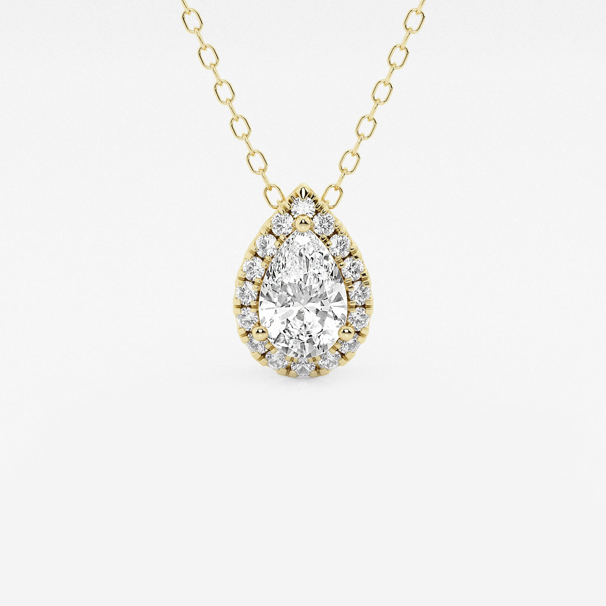 5/8 ctw Pear Lab Grown Diamond Halo Pendant with Adjustable Chain
