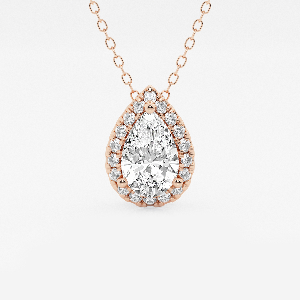 1 1/5 ctw Pear Lab Grown Diamond Halo Pendant with Adjustable Chain