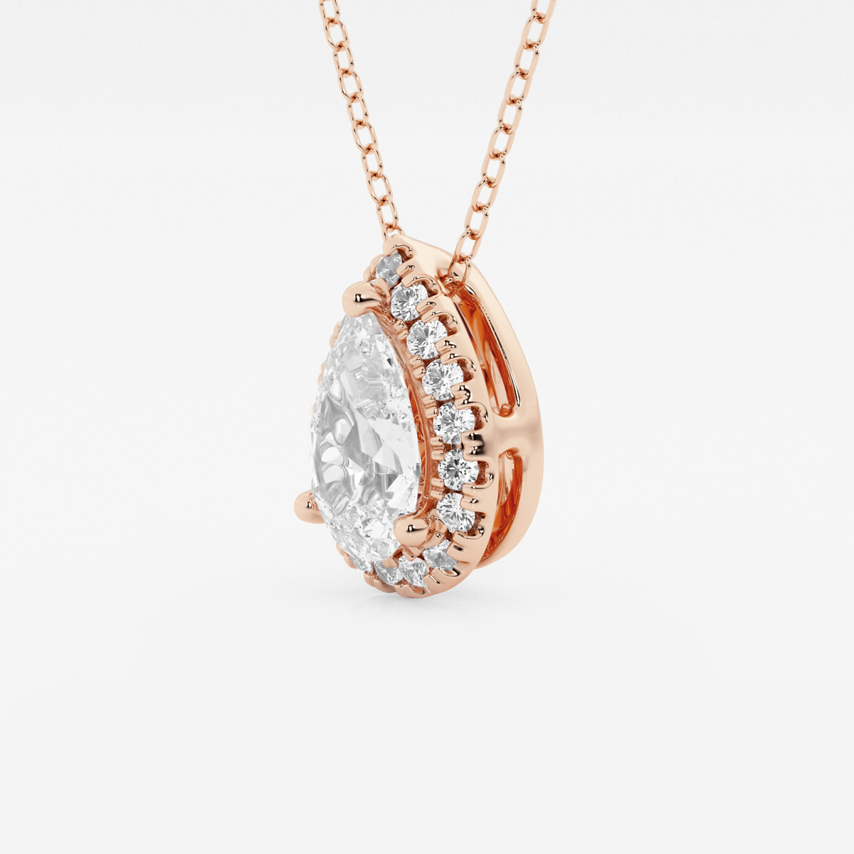Additional Image 1 for  1 1/5 ctw Pear Lab Grown Diamond Halo Pendant with Adjustable Chain