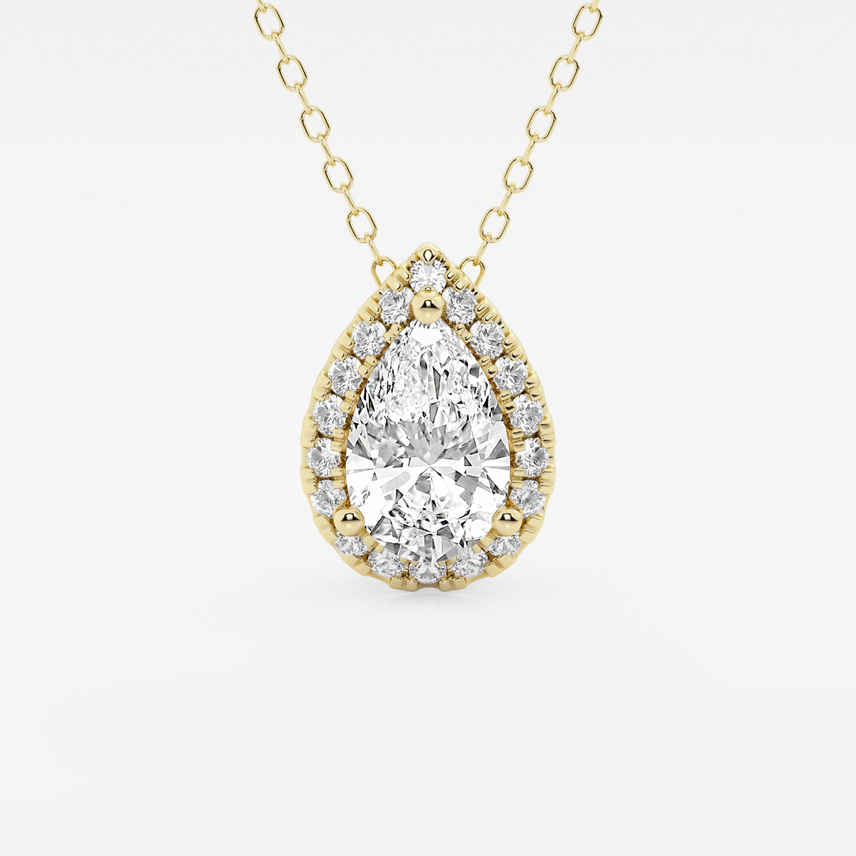 1 1/5 ctw Pear Lab Grown Diamond Halo Pendant with Adjustable Chain