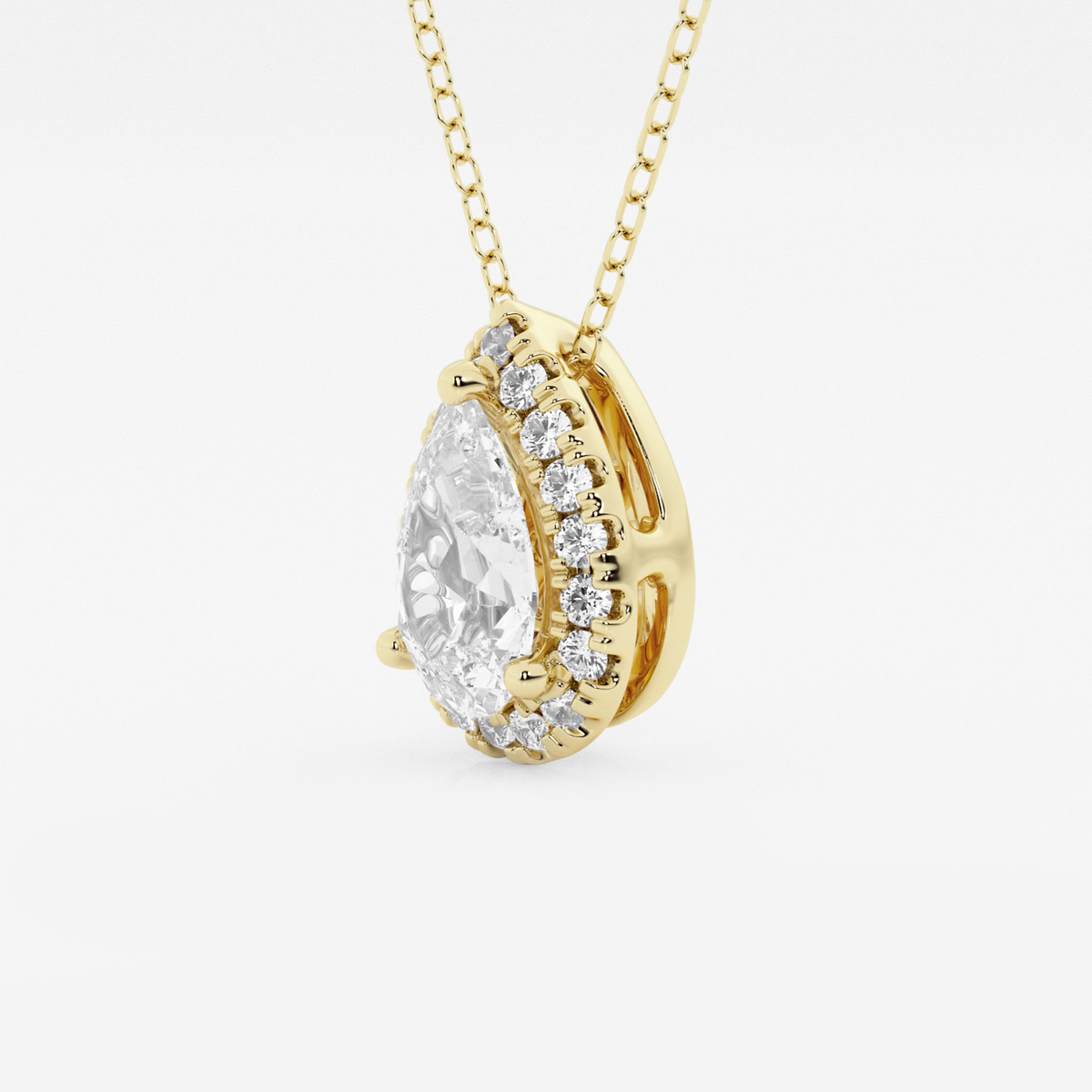Additional Image 1 for  1 1/5 ctw Pear Lab Grown Diamond Halo Pendant with Adjustable Chain