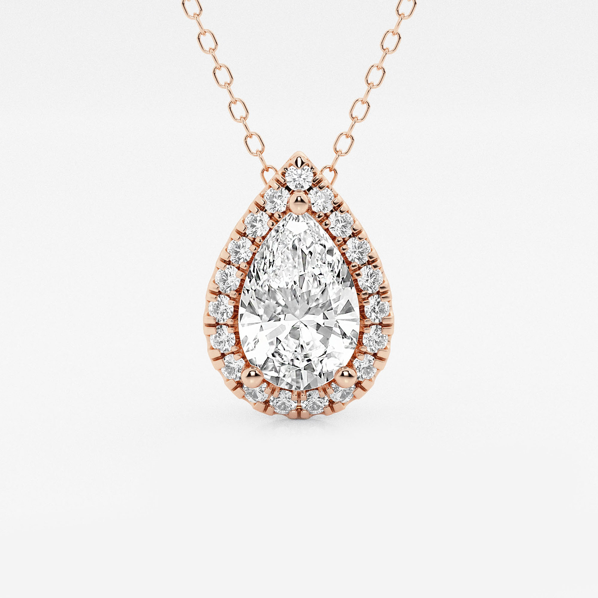 1 3/4 ctw Pear Lab Grown Diamond Halo Pendant with Adjustable Chain