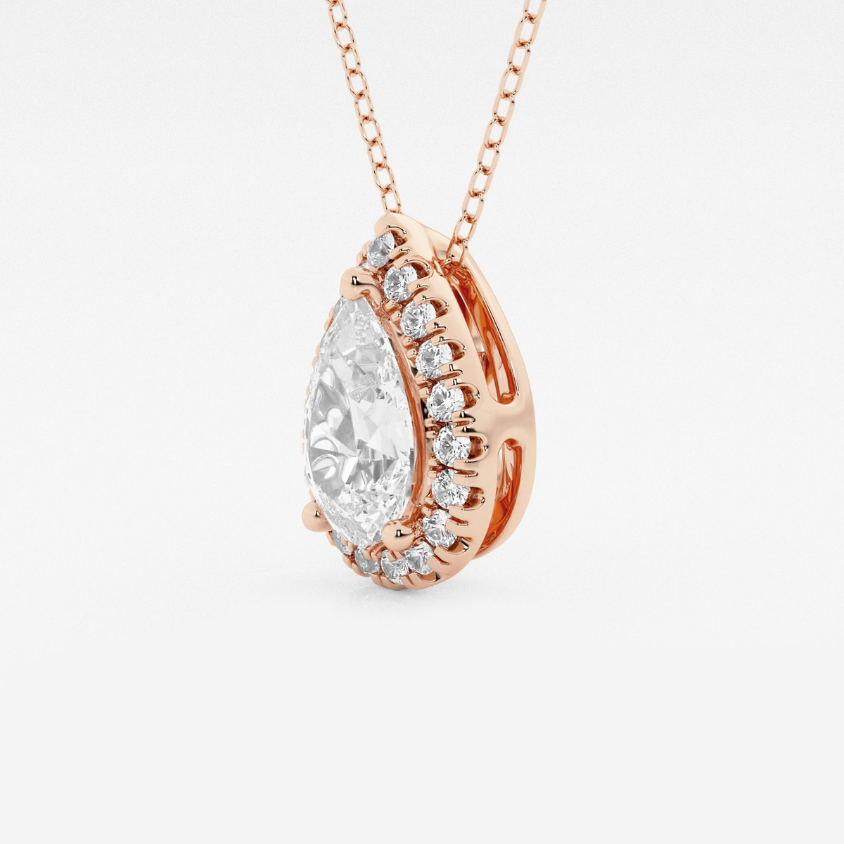 Additional Image 1 for  1 3/4 ctw Pear Lab Grown Diamond Halo Pendant with Adjustable Chain