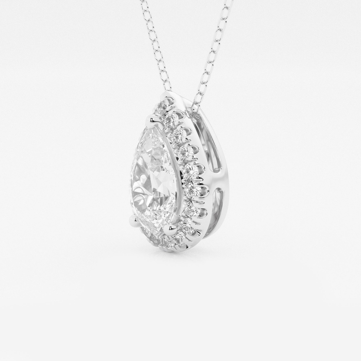 Additional Image 1 for  1 3/4 ctw Pear Lab Grown Diamond Halo Pendant with Adjustable Chain