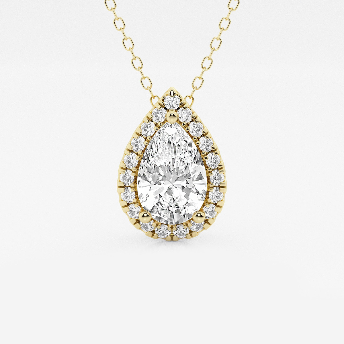 1 3/4 ctw Pear Lab Grown Diamond Halo Pendant with Adjustable Chain