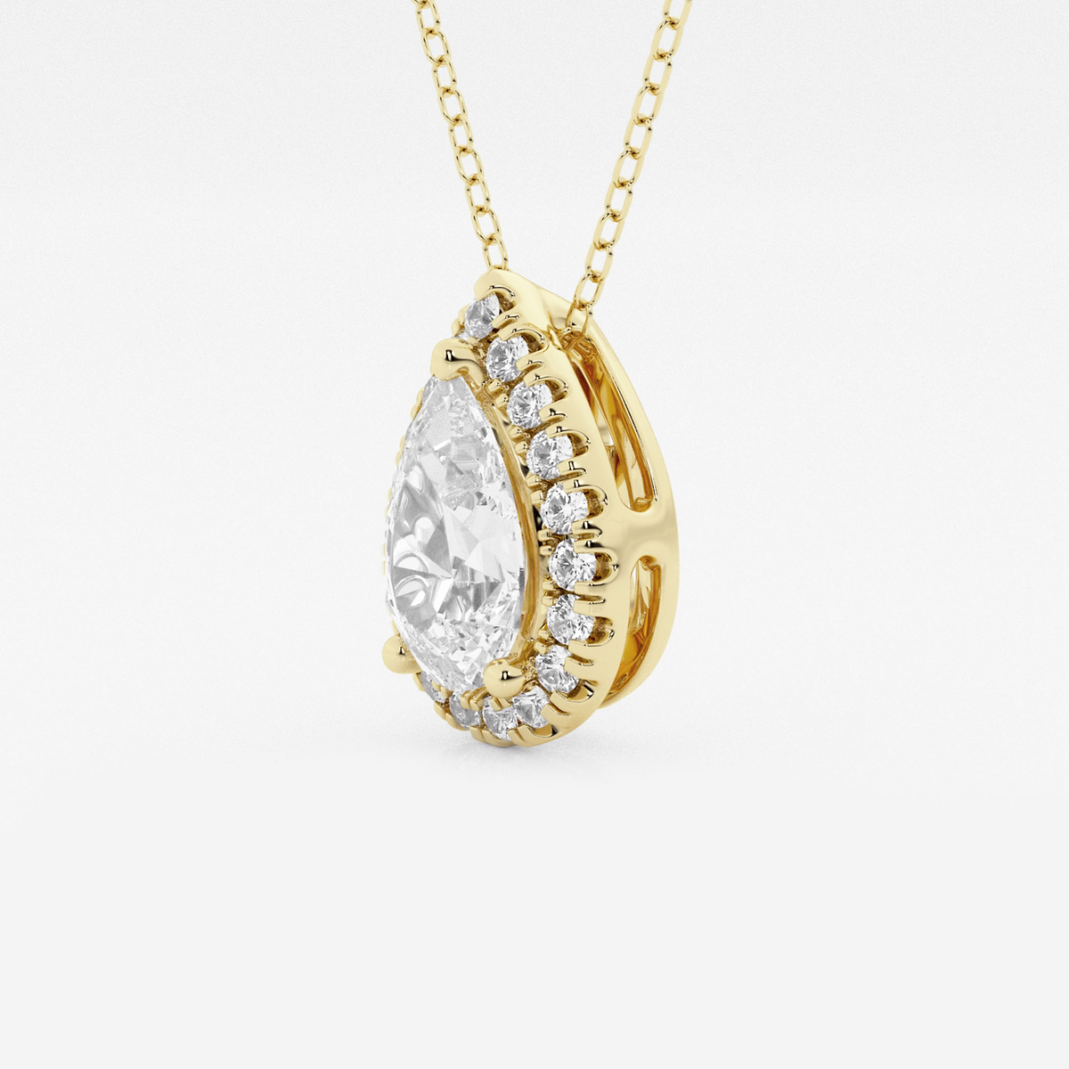 Additional Image 1 for  1 3/4 ctw Pear Lab Grown Diamond Halo Pendant with Adjustable Chain