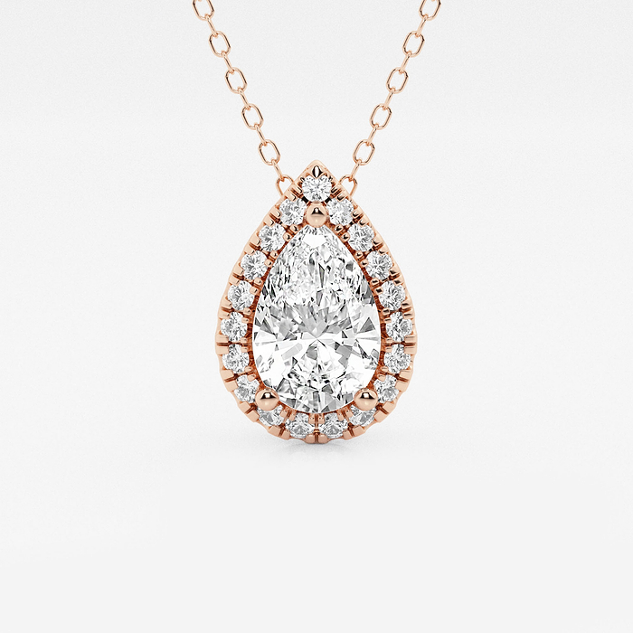 1 3/4 ctw Pear Lab Grown Diamond Halo Pendant with Adjustable Chain