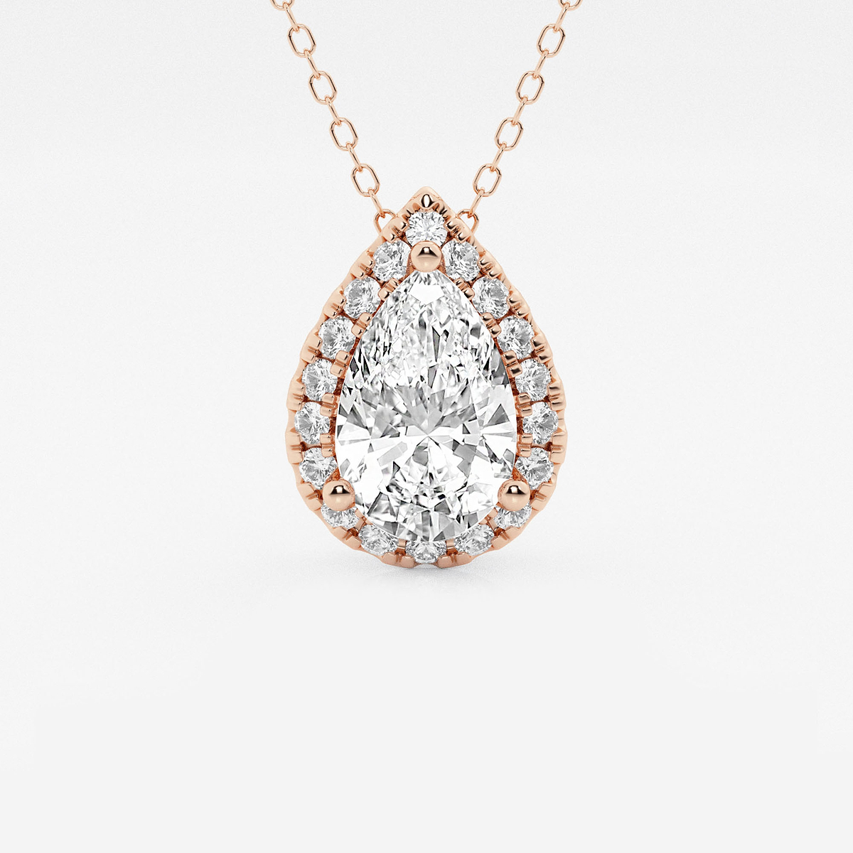 2 1/3 ctw Pear Lab Grown Diamond Halo Pendant with Adjustable Chain
