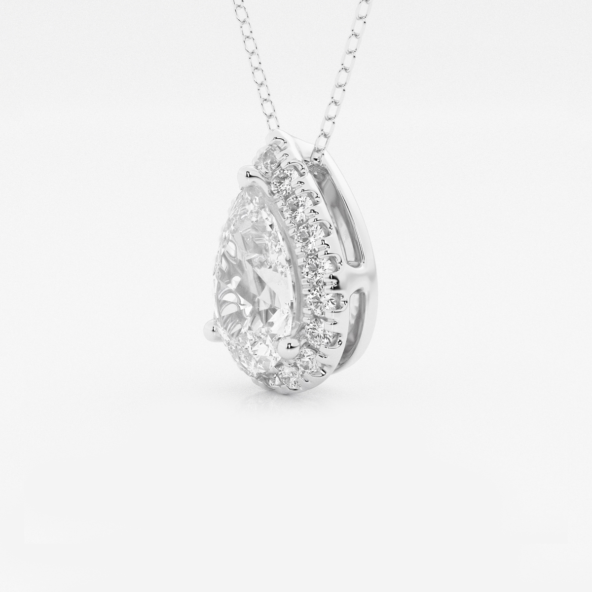 Additional Image 1 for  2 1/3 ctw Pear Lab Grown Diamond Halo Pendant with Adjustable Chain