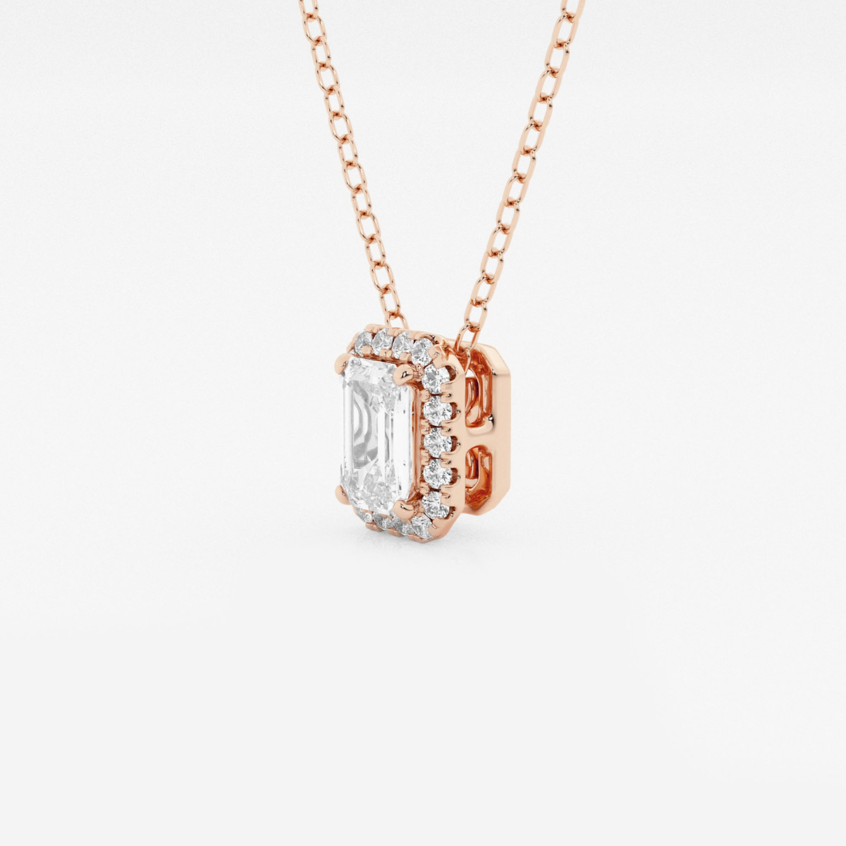 Additional Image 1 for  5/8 ctw Emerald Lab Grown Diamond Halo Pendant with Adjustable Chain