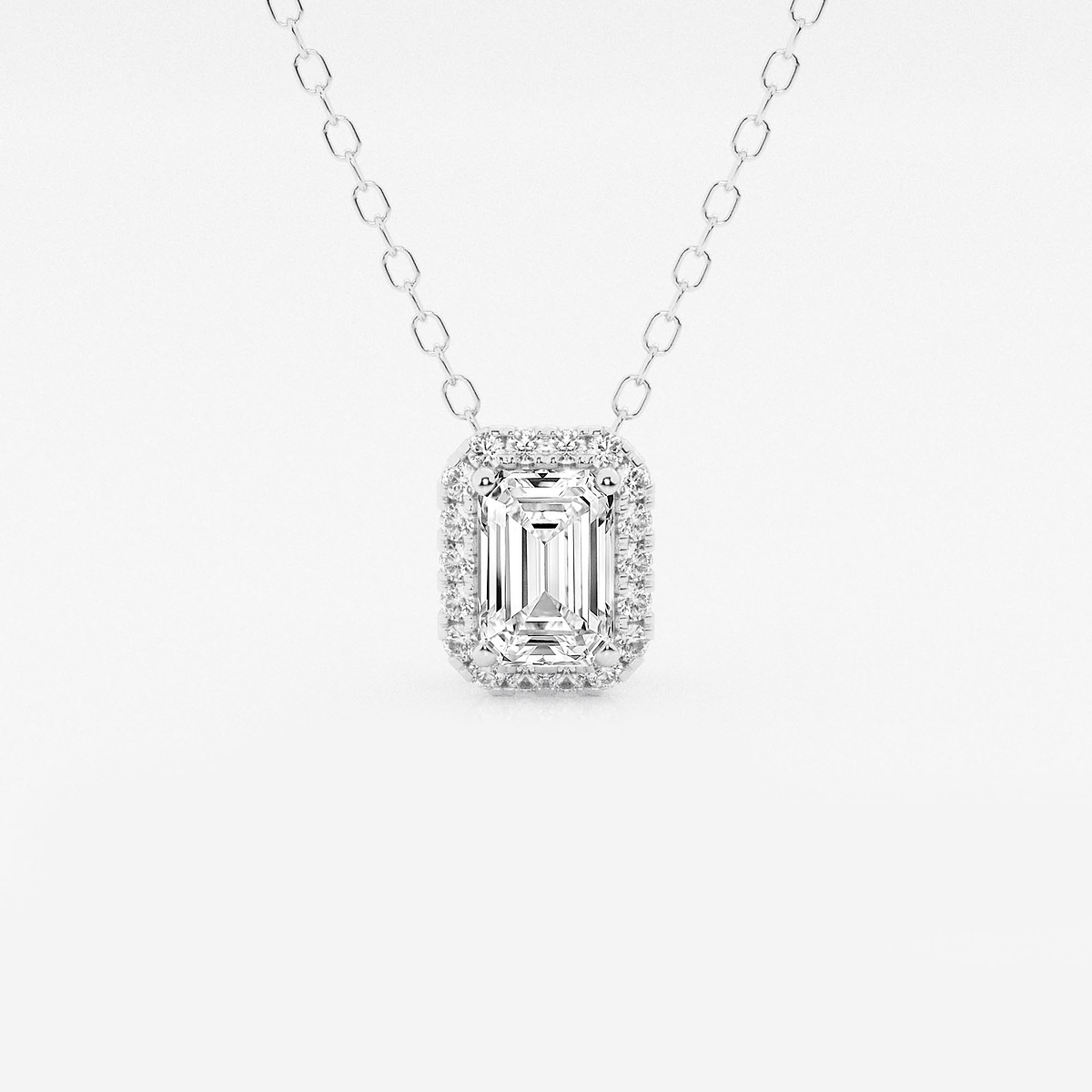 5/8 ctw Emerald Lab Grown Diamond Halo Pendant with Adjustable Chain