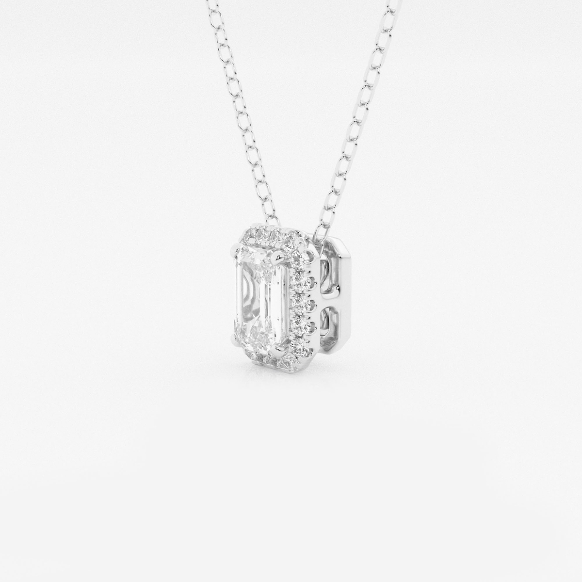 Additional Image 1 for  5/8 ctw Emerald Lab Grown Diamond Halo Pendant with Adjustable Chain