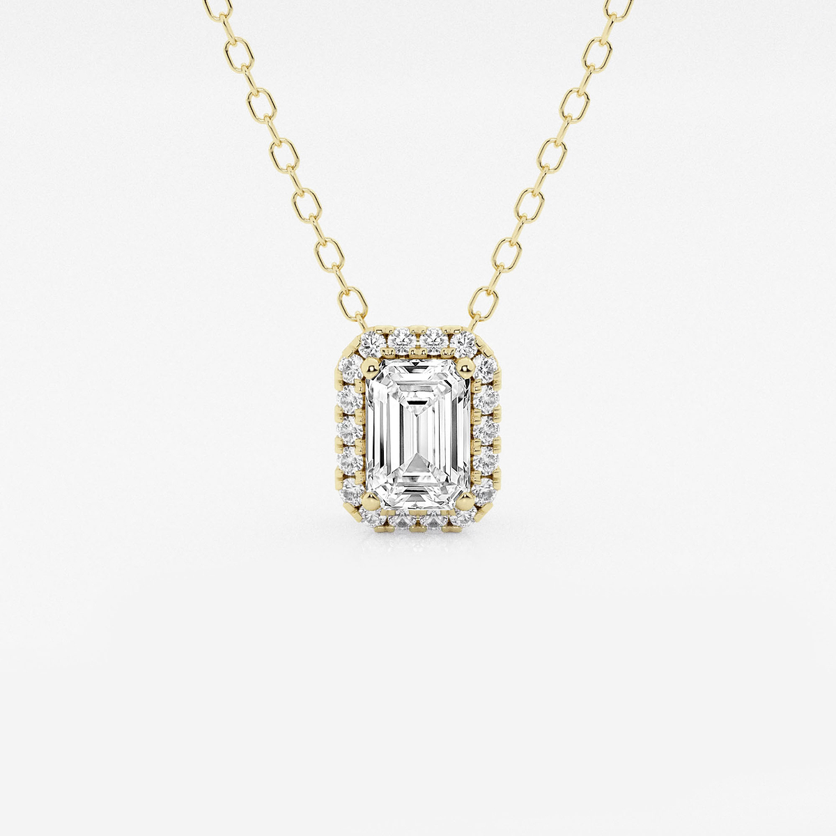 5/8 ctw Emerald Lab Grown Diamond Halo Pendant with Adjustable Chain