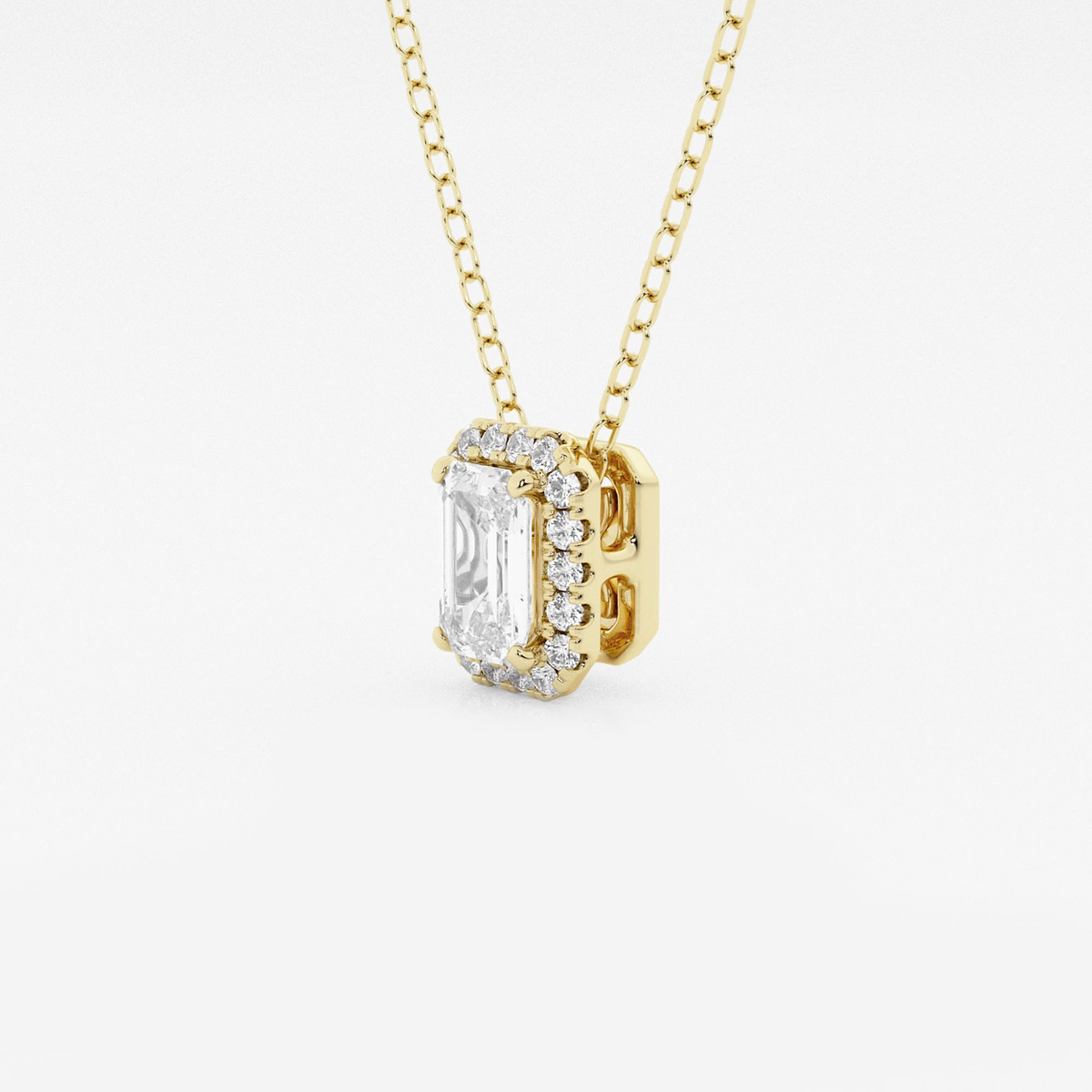 Additional Image 1 for  5/8 ctw Emerald Lab Grown Diamond Halo Pendant with Adjustable Chain