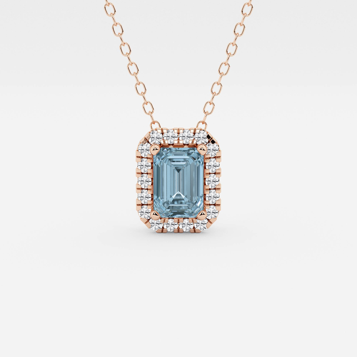 mm Emerald Cut Created Aquamarine and 1/5 ctw Round Lab