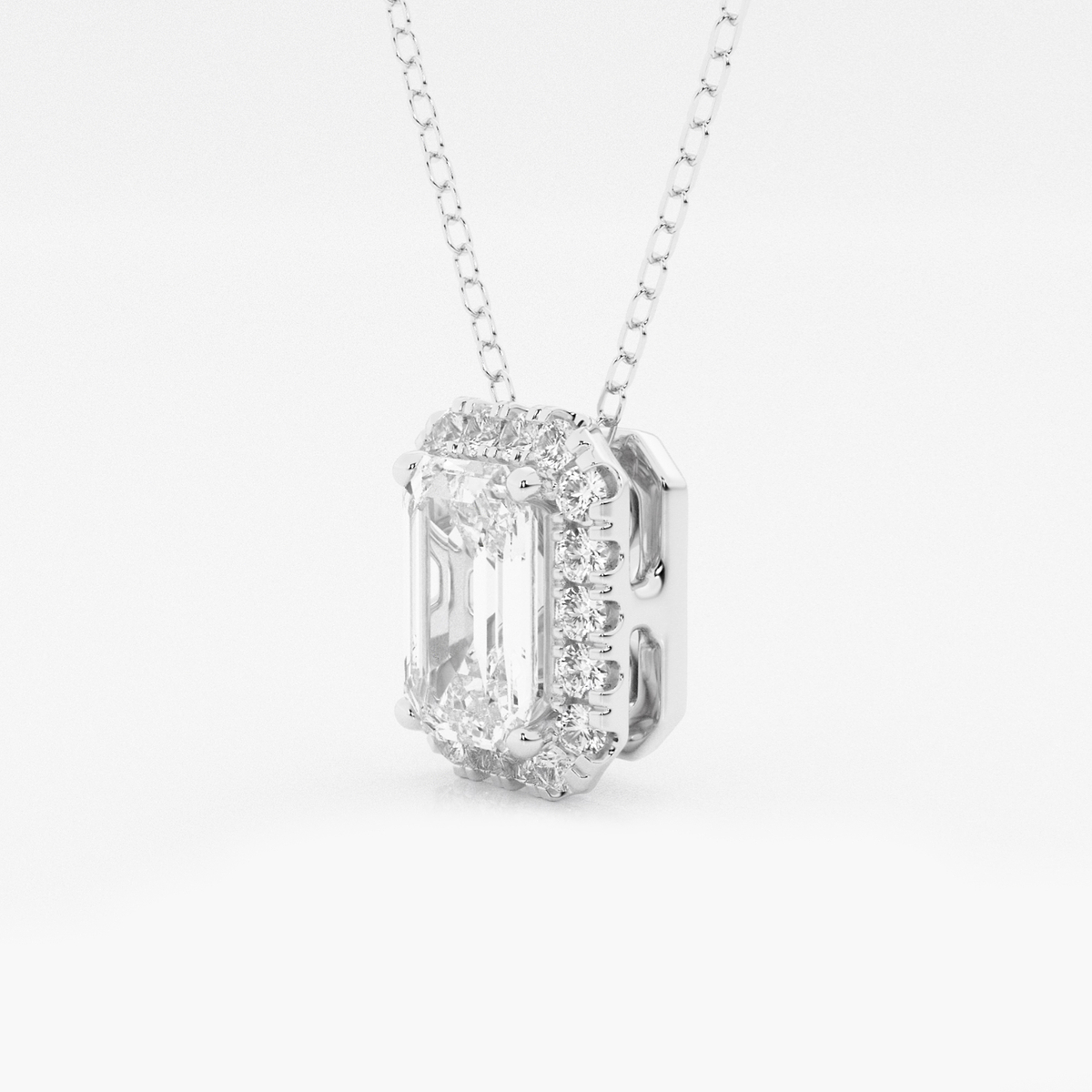 Additional Image 1 for  1 3/4 ctw Emerald Lab Grown Diamond Halo Pendant with Adjustable Chain