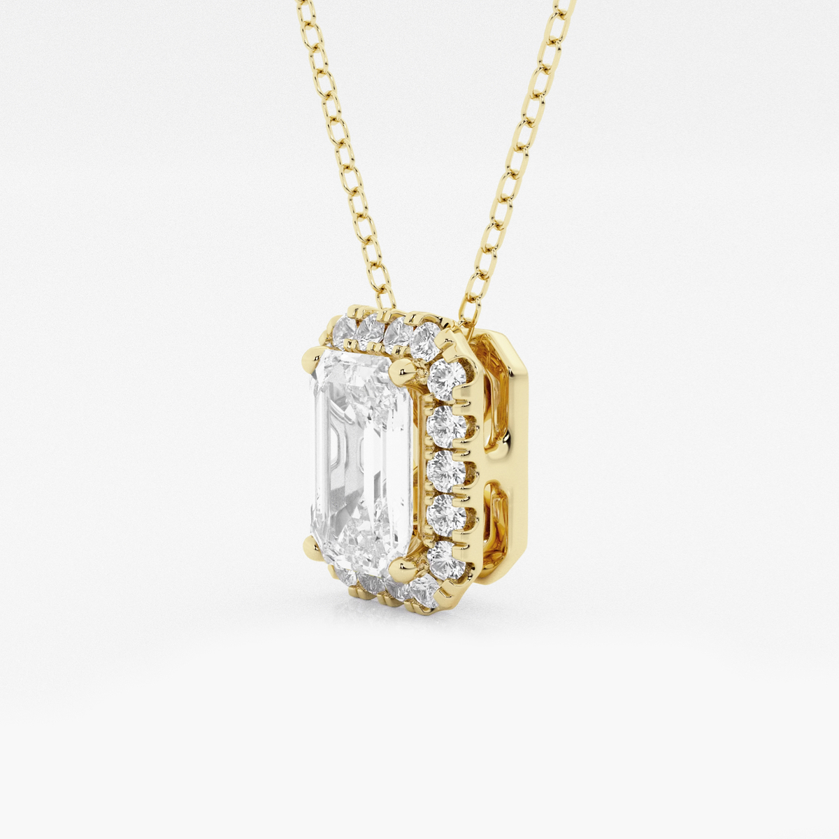 Additional Image 1 for  1 3/4 ctw Emerald Lab Grown Diamond Halo Pendant with Adjustable Chain