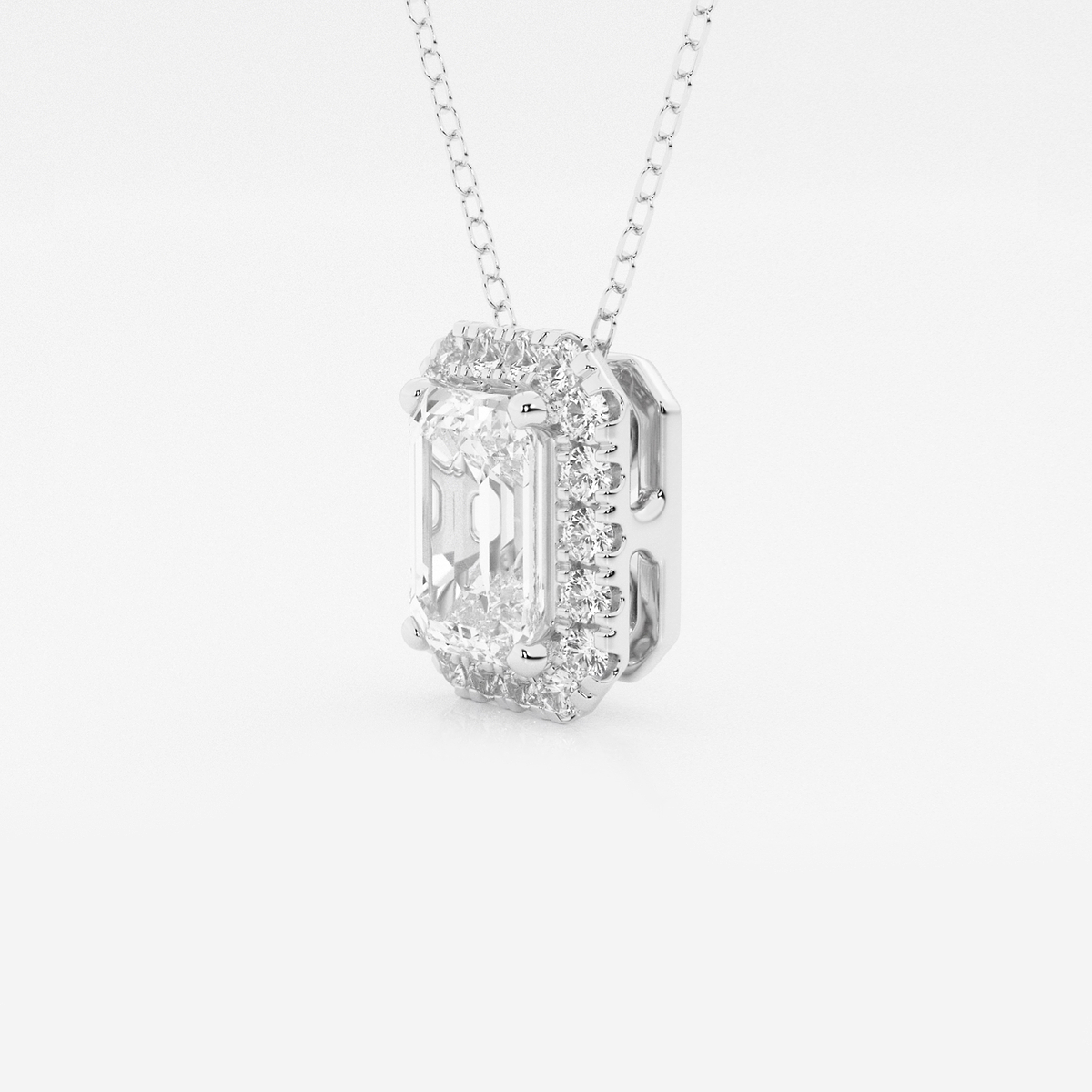 Additional Image 1 for  2 1/3 ctw Emerald Lab Grown Diamond Halo Pendant with Adjustable Chain