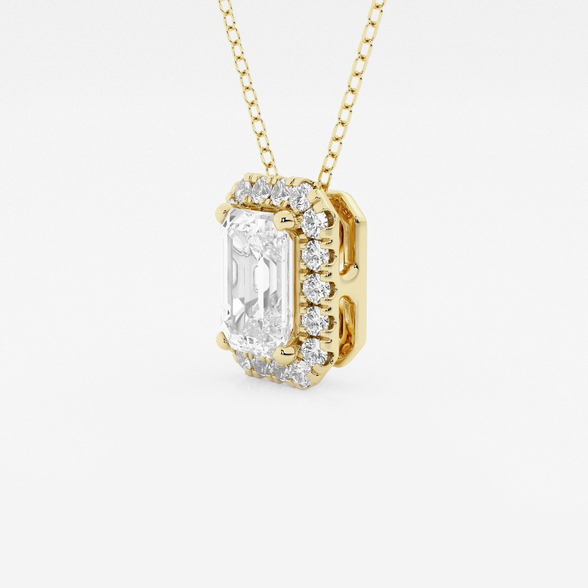 Additional Image 1 for  2 1/3 ctw Emerald Lab Grown Diamond Halo Pendant with Adjustable Chain