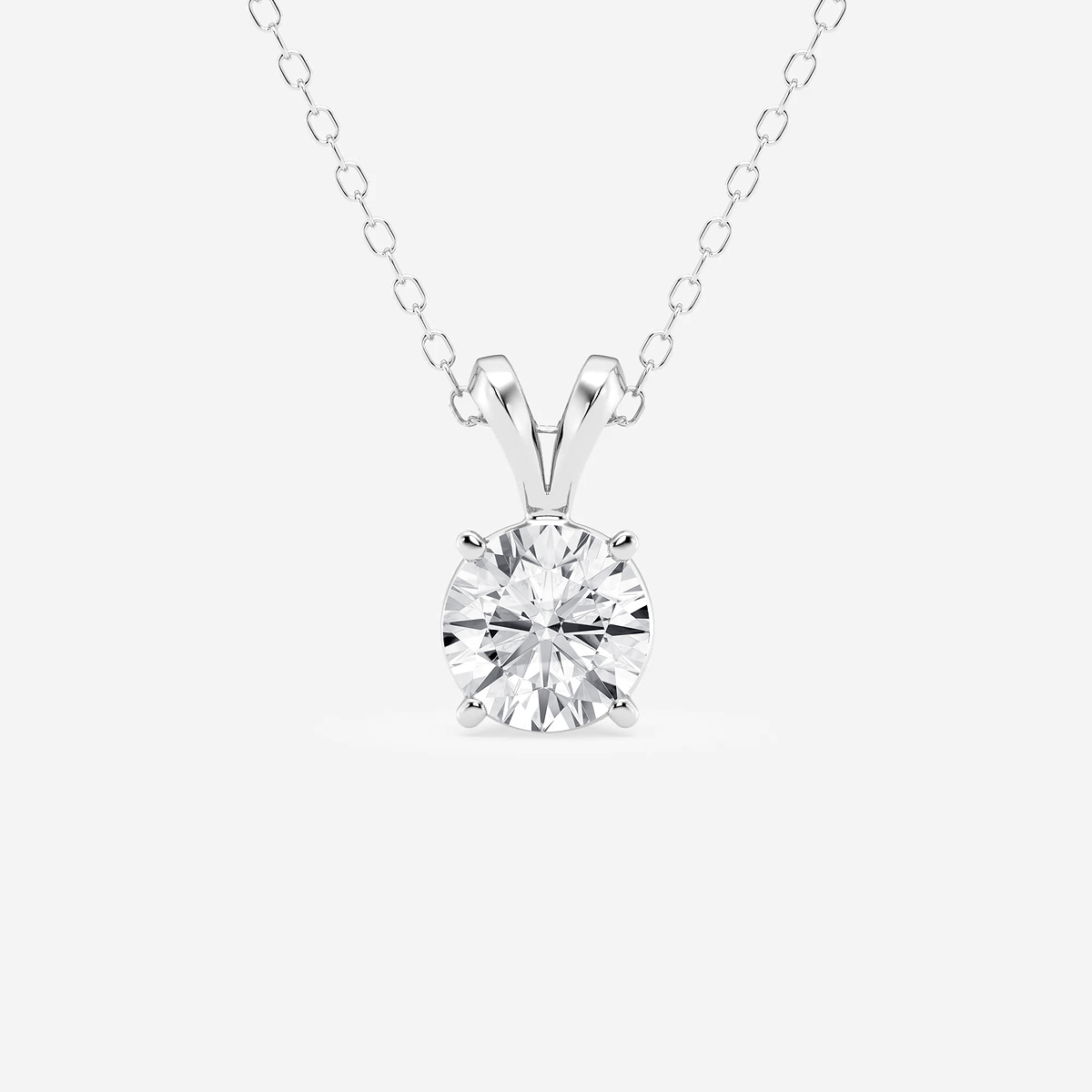 1/2 ctw Round Lab Grown Diamond Split Bail Solitaire Pendant with Adjustable Chain
