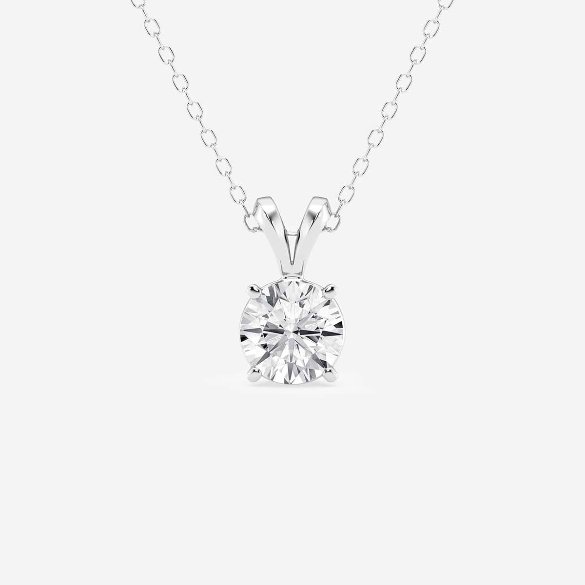 1/2 ctw Round Lab Grown Diamond Split Bail Solitaire Pendant with Adjustable Chain